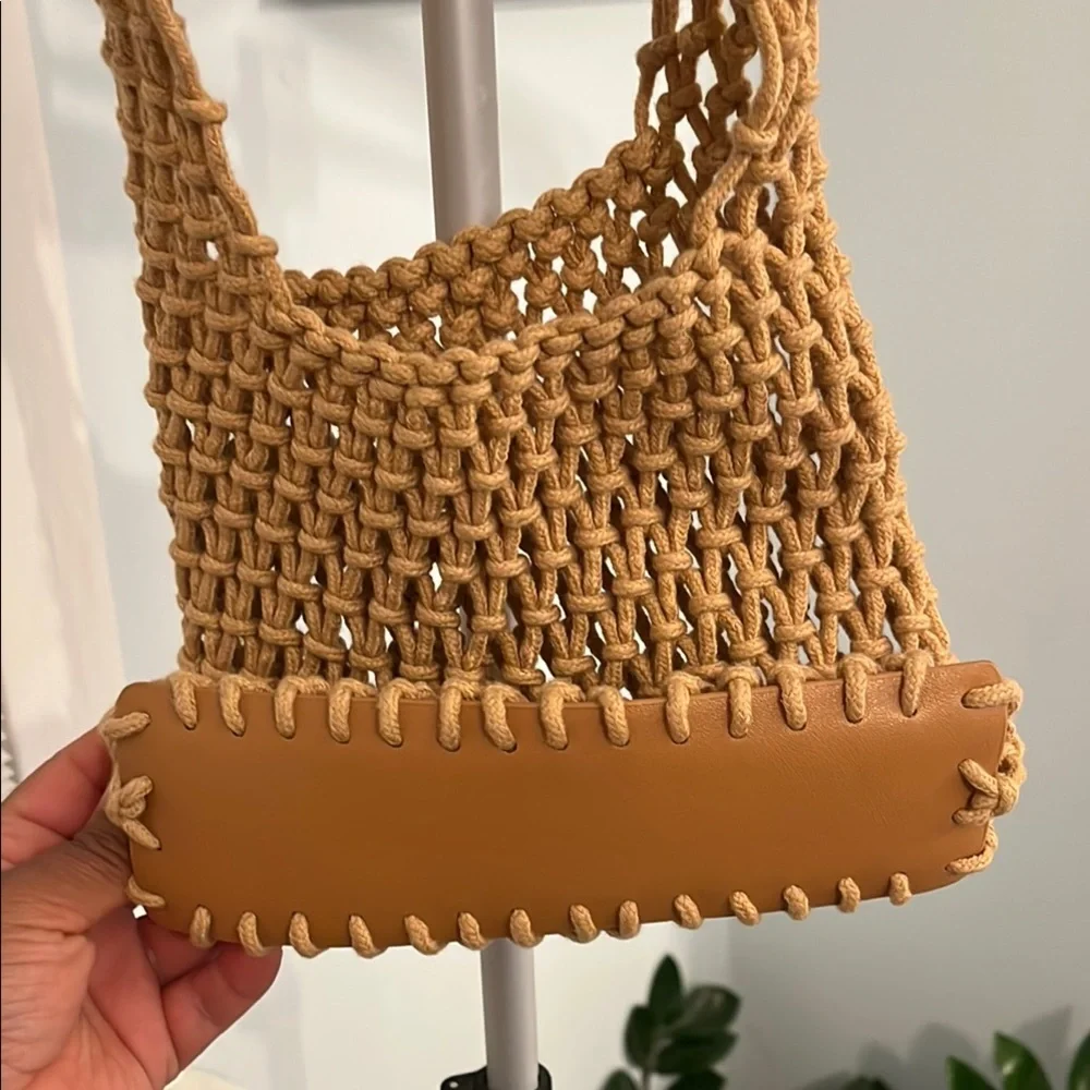 Hat attack Lizzie Tan Woven mini bag